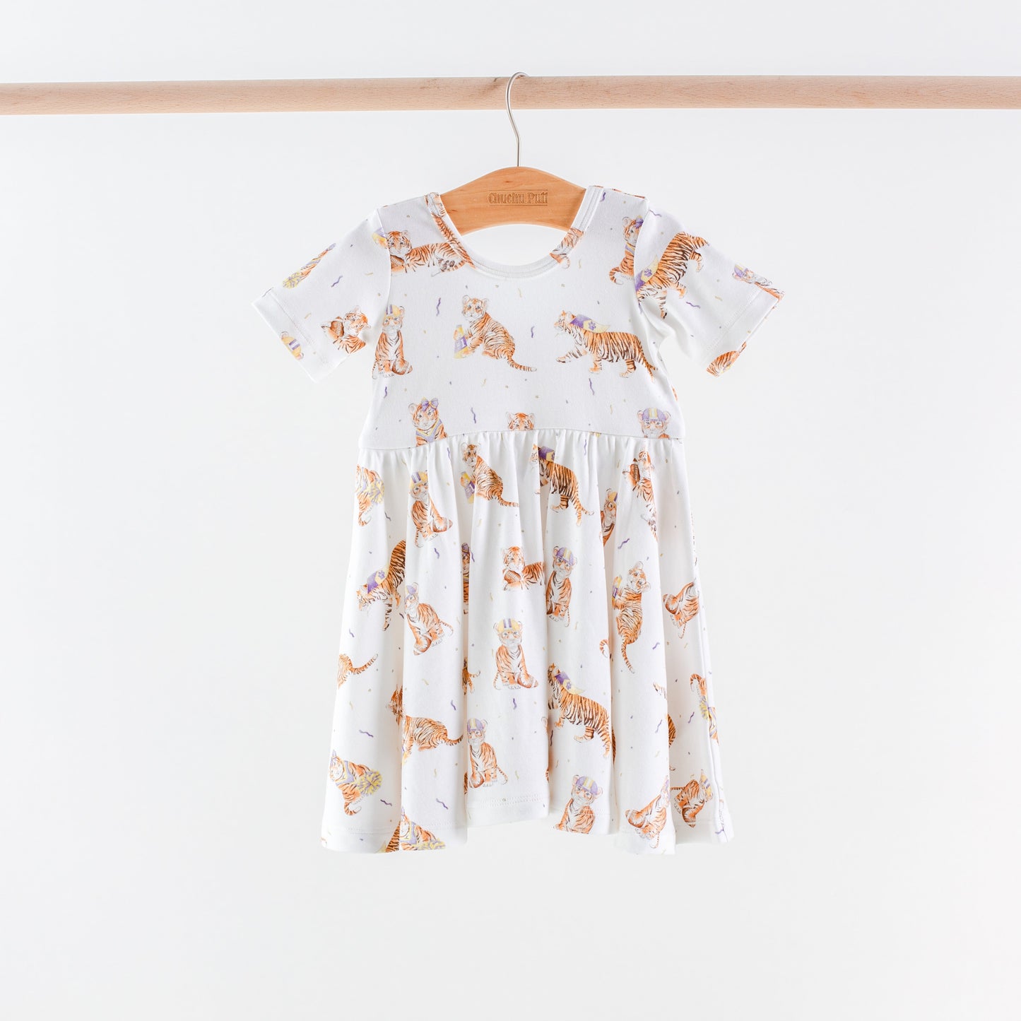 MVC: Purple Tigers Organic Cotton Twirl Dress