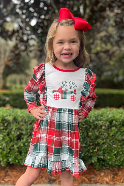 Plaid Christmas Tree Truck Boutique Dress