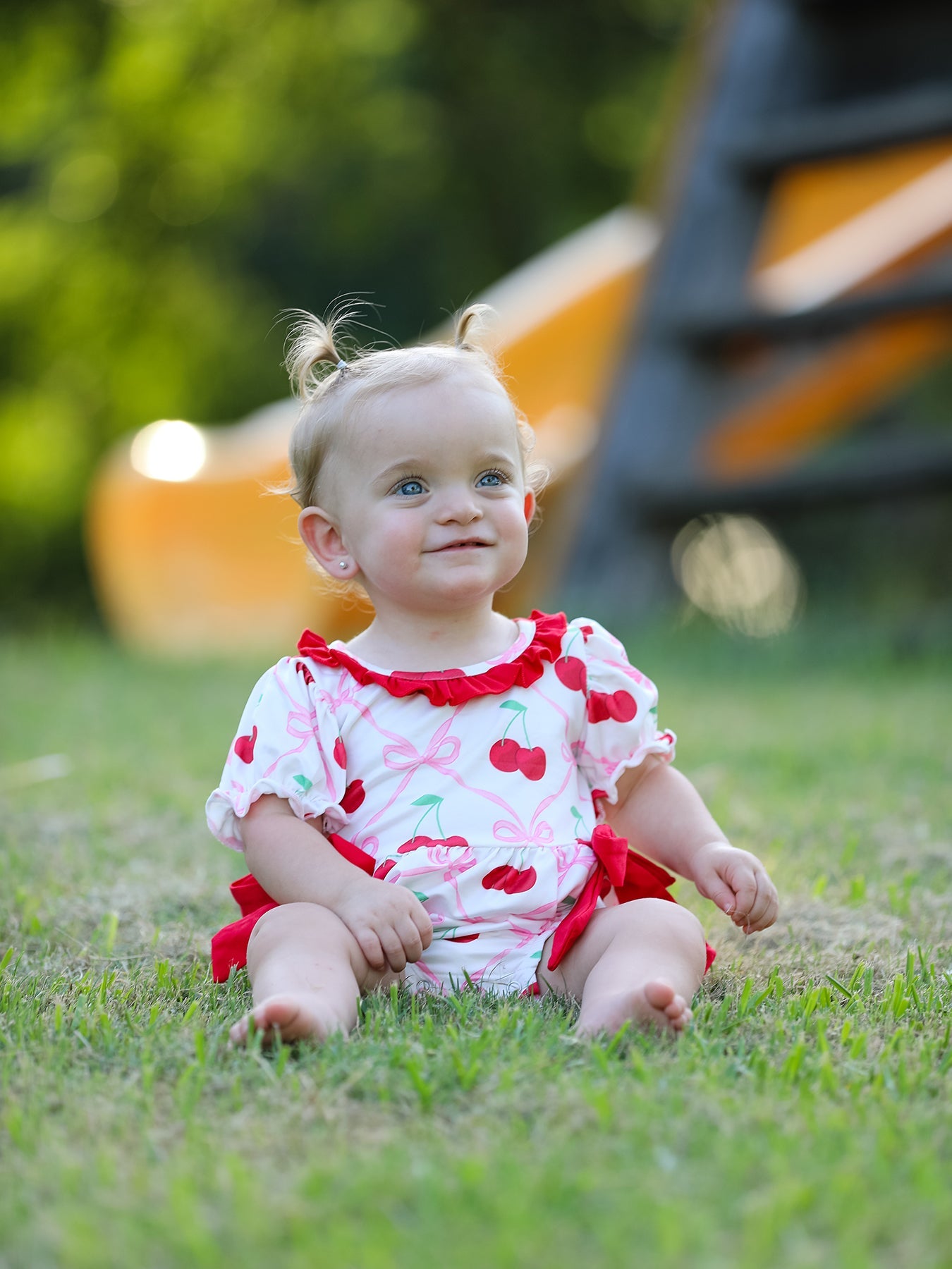 Cherry Bow Girls' Romper