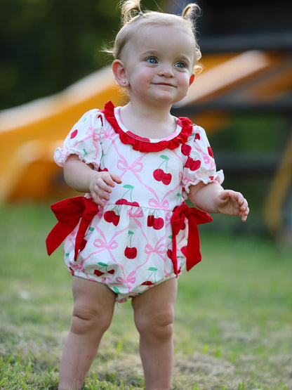 Cherry Bow Girls' Romper