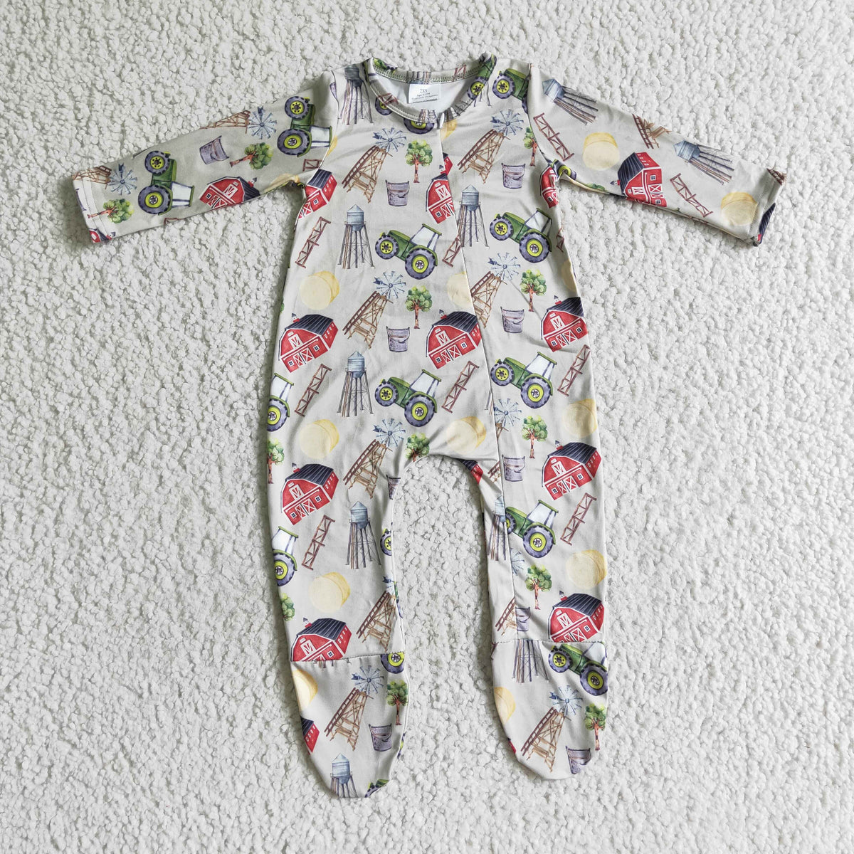 Sibling Promotion Baby Girls Boys Western Cow Footie Zip Rompers