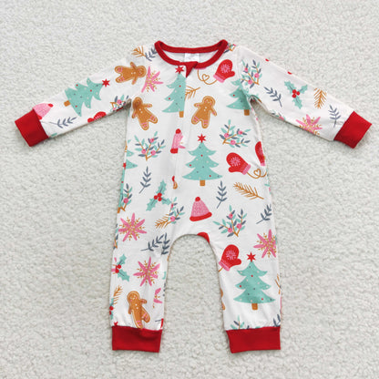 Sibling Baby Kids Trees Snowflake Top Pants Christmas Pajamas Sets Zipper Footie Rompers
