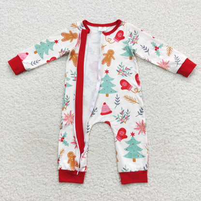 Sibling Baby Kids Trees Snowflake Top Pants Christmas Pajamas Sets Zipper Footie Rompers