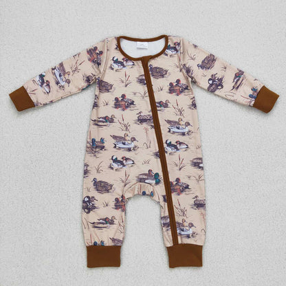 Sibling Baby Boys Long Sleeves Deer Ducks Fishing Camo Hunting Zip Rompers