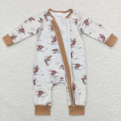 Sibling Baby Boys Long Sleeves Deer Ducks Fishing Camo Hunting Zip Rompers