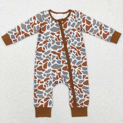 Sibling Baby Boys Long Sleeves Deer Ducks Fishing Camo Hunting Zip Rompers