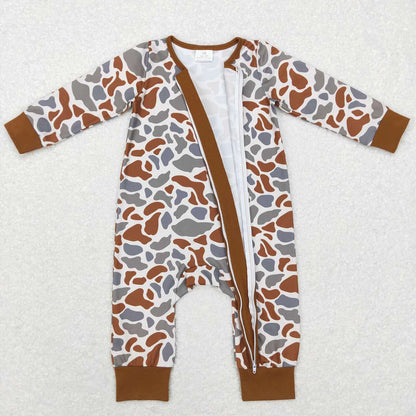 Sibling Baby Boys Long Sleeves Deer Ducks Fishing Camo Hunting Zip Rompers