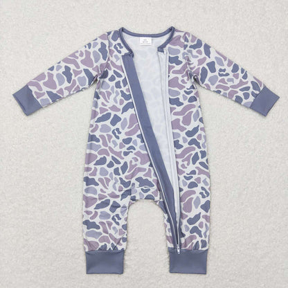 Sibling Baby Boys Long Sleeves Deer Ducks Fishing Camo Hunting Zip Rompers