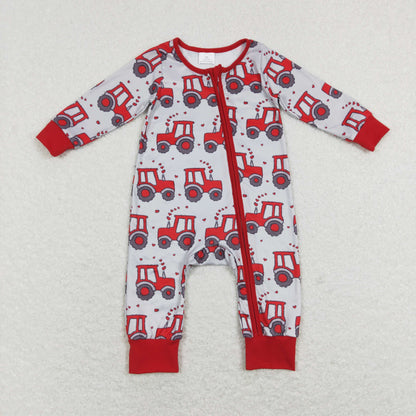 Sibling Baby Boys Hearts Trucks Top Pants Valentine Pajamas Sets Zipper Footie Rompers