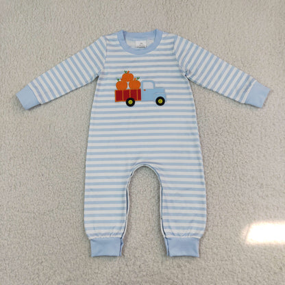 Sibling Baby Boys Long Sleeves Embroidery Turkey Pumpkins Deer Fall Pant Rompers