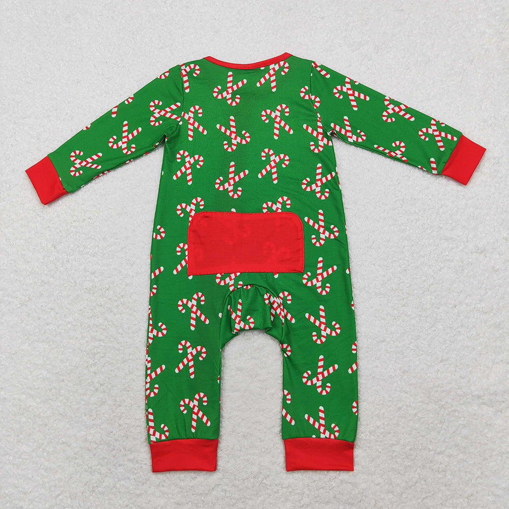 Sibling Baby Boys Girls Christmas Candy Cane Pant Pajamas Sets Zipper Footie Rompers