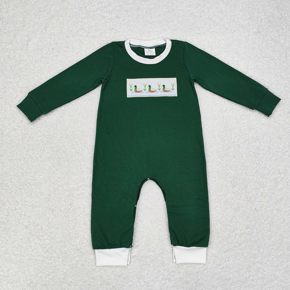 Sibling Baby Infant Boys Embroidery Hunting Long Sleeve Rompers