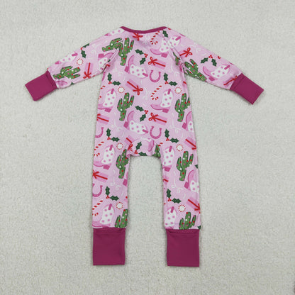Sibling Baby Kids Holly Bows Santa Christmas Two Way Zip Convertible Rompers