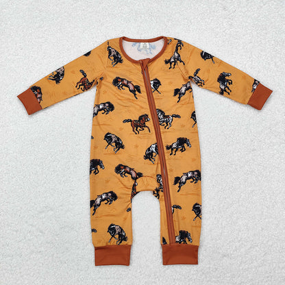 Sibling Baby Infant Boys Girls Western Bamboo Zip Rompers