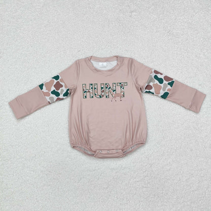 Sibling Baby Boys Girls Long Sleeves Camo Deer Dogs Ducks Hunting Rompers