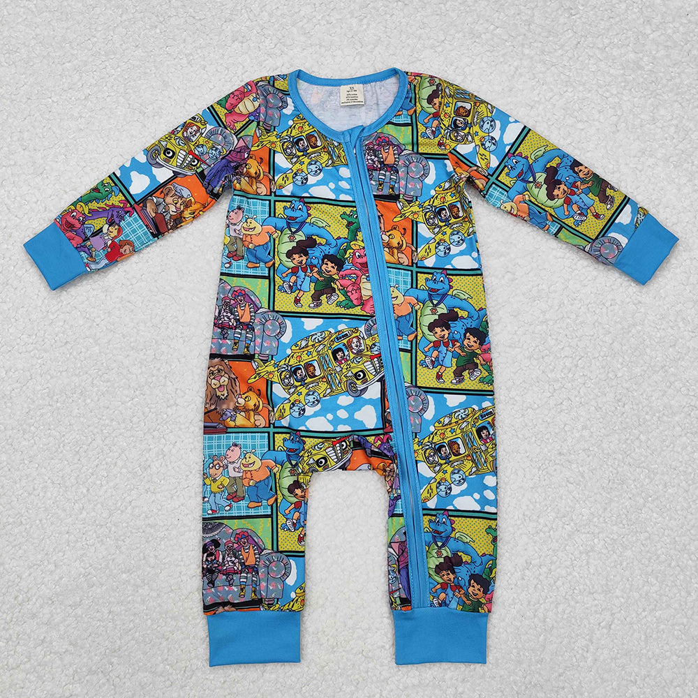 Sibling Baby Boys Cartoon Kid Animals Bamboo Pant Pajamas Sets Zipper Footie Rompers