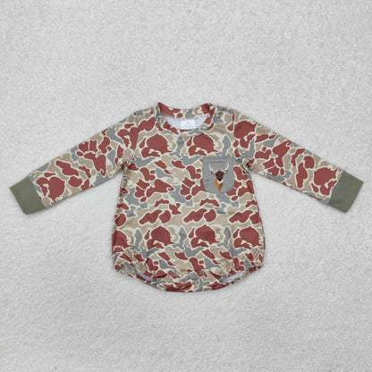 Sibling Baby Boys Girls Long Sleeves Camo Deer Dogs Ducks Hunting Rompers