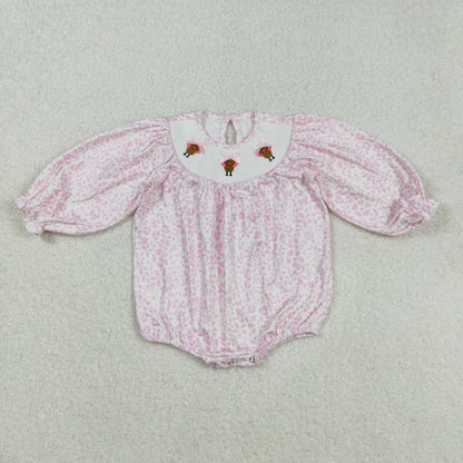Sibling Smocked Baby Girls Thanksgiving Turkey Bows Ruffle Rompers Dresses