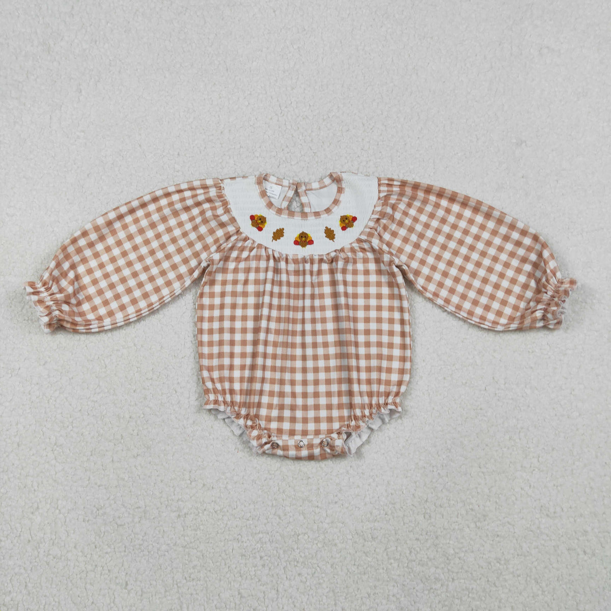 Sibling Smocked Baby Girls Thanksgiving Turkey Bows Ruffle Rompers Dresses
