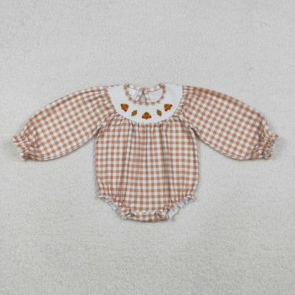 Sibling Smocked Baby Girls Thanksgiving Turkey Bows Ruffle Rompers Dresses