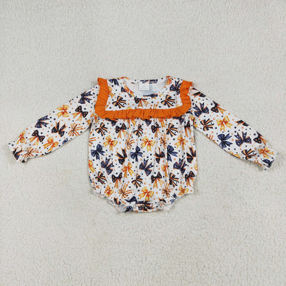 Sibling Baby Girls Halloween Colorful Bows Rompers Outfits Sets