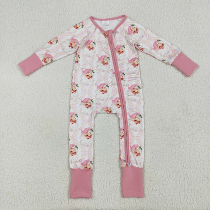 Sibling Baby Kids Holly Bows Santa Christmas Two Way Zip Convertible Rompers
