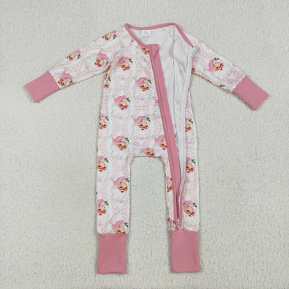 Sibling Baby Kids Holly Bows Santa Christmas Two Way Zip Convertible Rompers