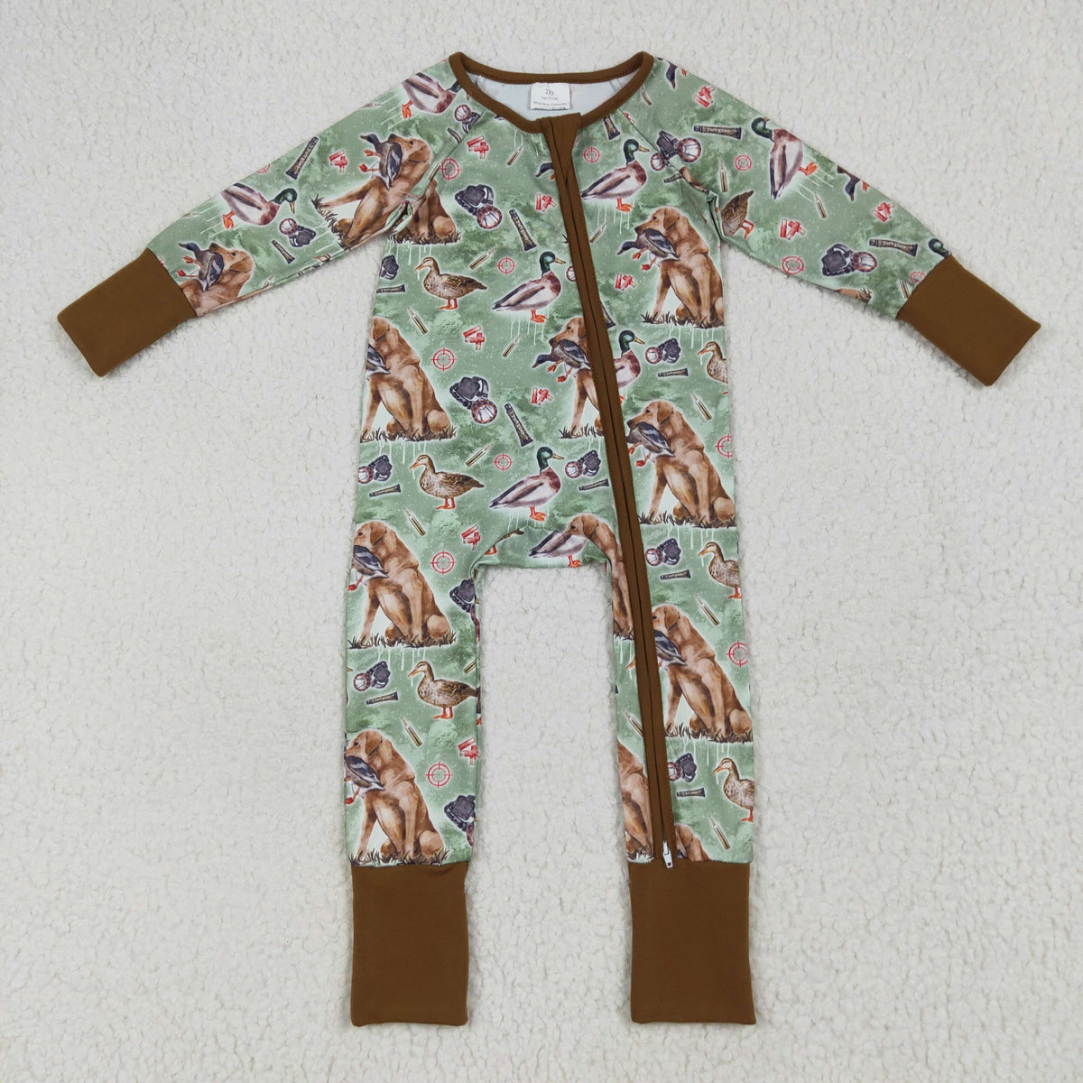 Sibling Baby Kids Ducks Camo Southern Hunting Two Way Zipper Convertible Rompers