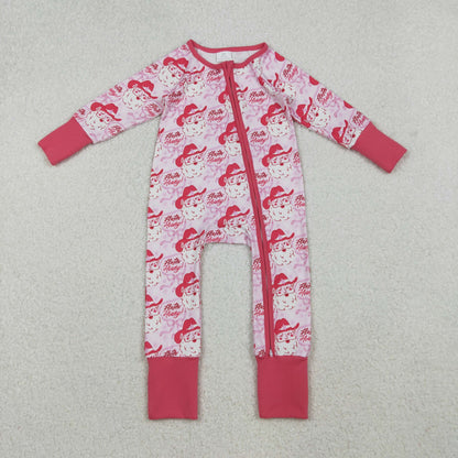 Sibling Baby Girls Long Sleeves Christmas Two Way Zip Convertible Rompers