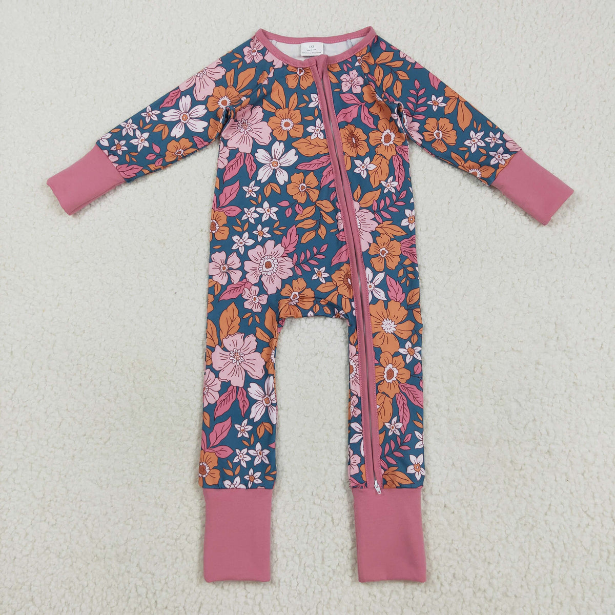 Sibling Baby Girls Colorful Flowers Bows Two Way Zip Convertible Rompers