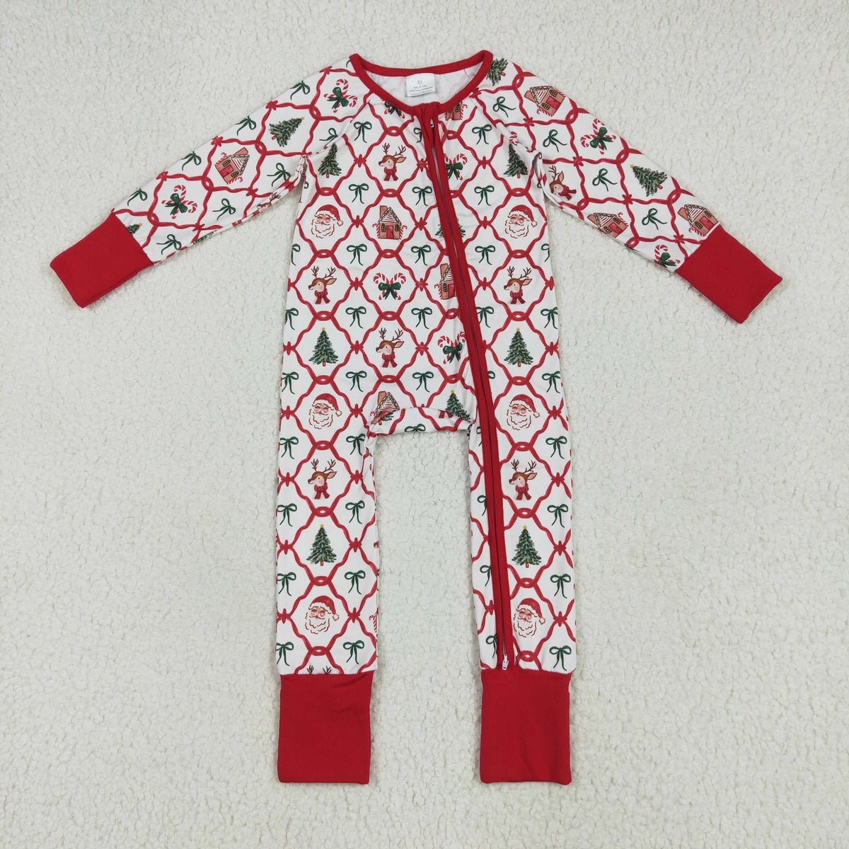 Sibling Baby Kids Holly Bows Santa Christmas Two Way Zip Convertible Rompers