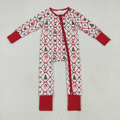 Sibling Boys Baby Girls Holiday Zipper Footie Rompers