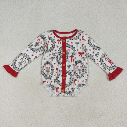 Sibling Baby Girls Christmas Green Red Bows Rompers Dresses