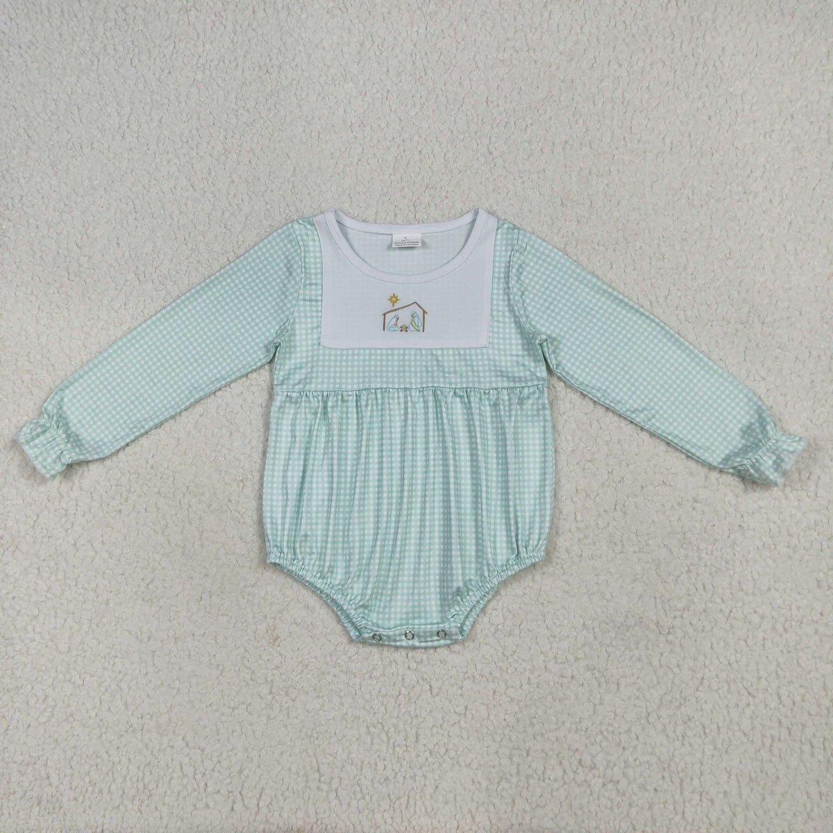 Sibling Baby Girls Blue Christmas Nativity Jesus Rompers Outfits Sets