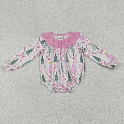 Sibling Baby Girls Christmas Trees Bows Rompers Dresses Outfits