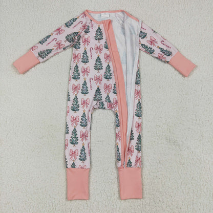 Sibling Baby Kids Holly Bows Santa Christmas Two Way Zip Convertible Rompers
