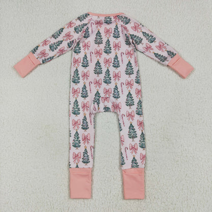 Sibling Baby Kids Holly Bows Santa Christmas Two Way Zip Convertible Rompers