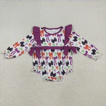 Sibling Baby Girls Halloween Colorful Bows Rompers Dresses