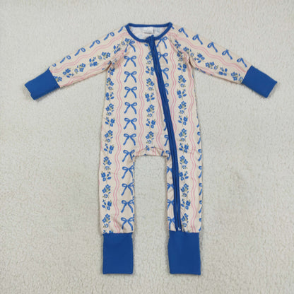Sibling Baby Girls Colorful Flowers Bows Two Way Zip Convertible Rompers
