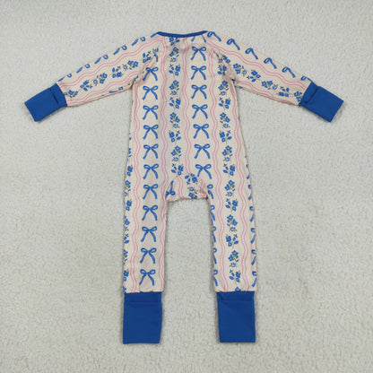 Sibling Baby Girls Colorful Flowers Bows Two Way Zip Convertible Rompers