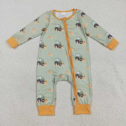 Sibling Baby Kids Fall Trucks Pumpkins Farm Rompers Pajamas Sets