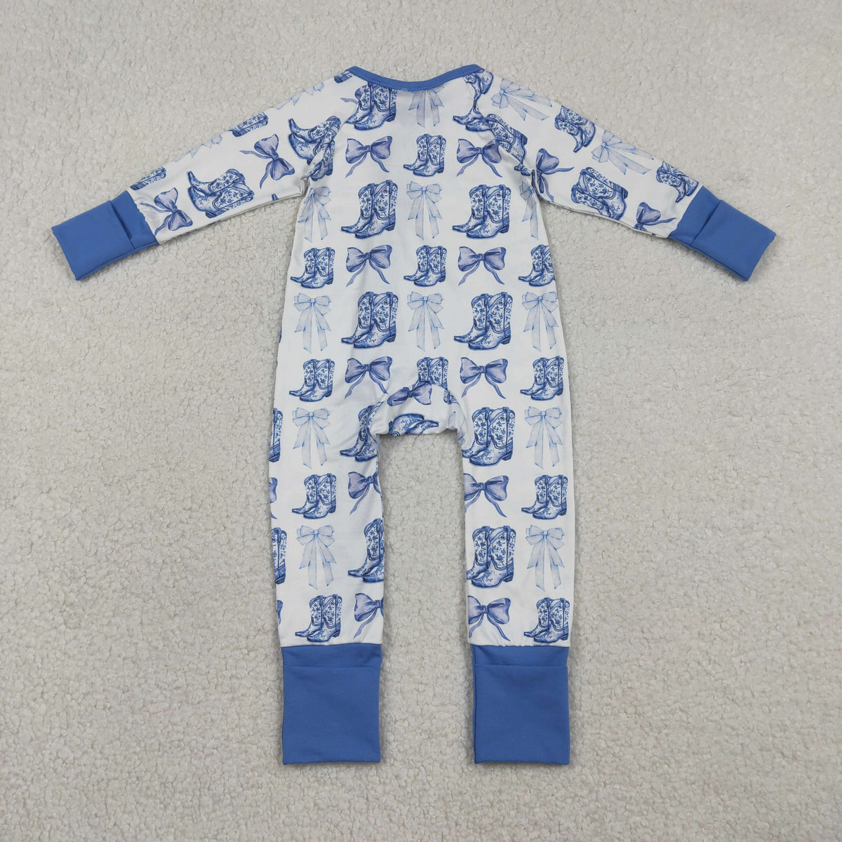 Sibling Baby Boys Girls Western Boots Cows Two Way Zip Convertible Rompers