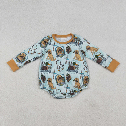 Sibling Baby Boys Girls Long Sleeves Camo Deer Dogs Ducks Hunting Rompers