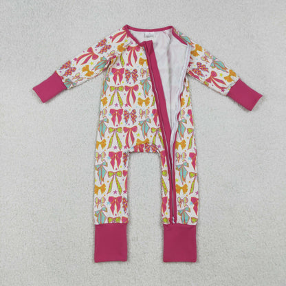 Sibling Baby Girls Colorful Flowers Bows Two Way Zip Convertible Rompers