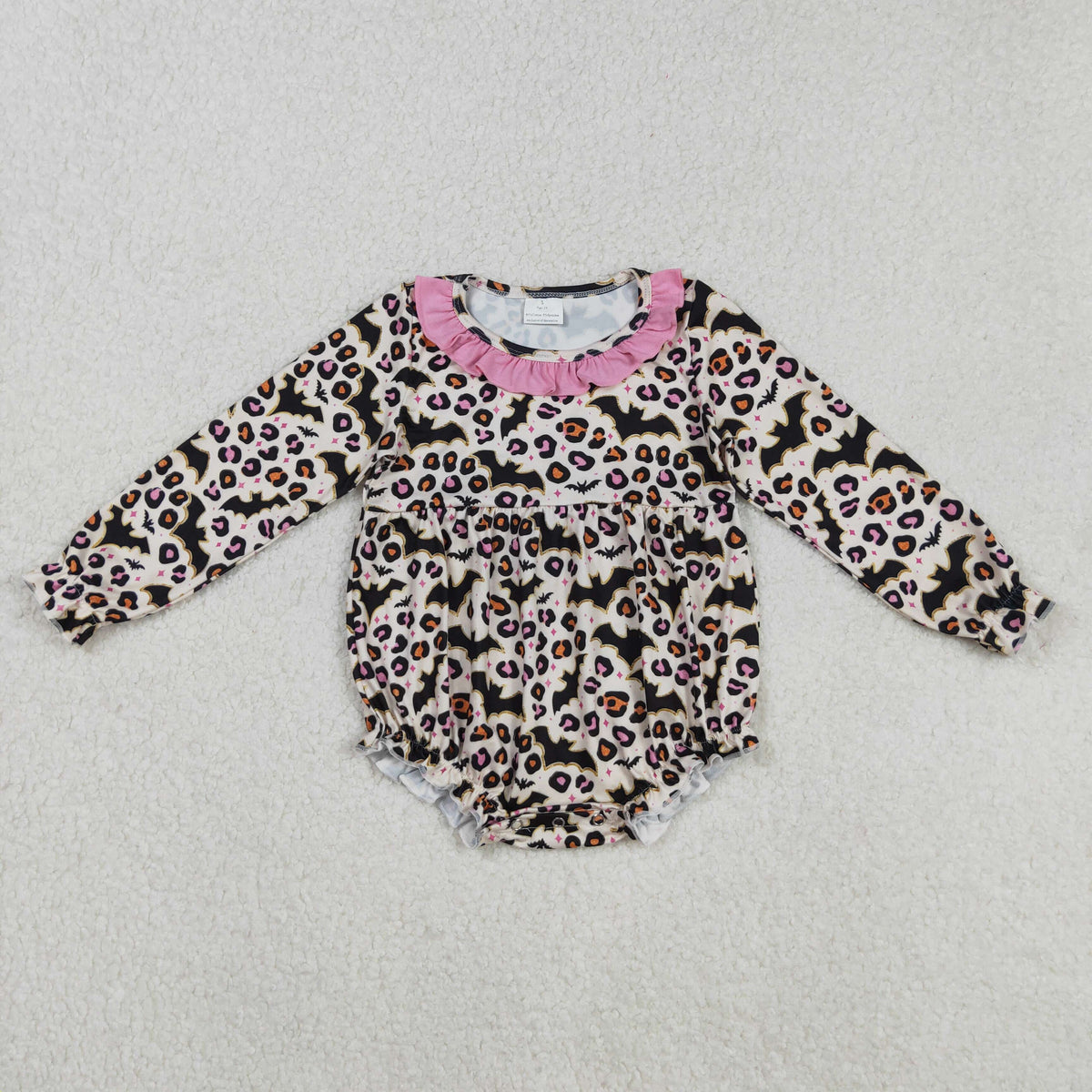 Sibling Baby Girls Bats Leopard Halloween Ruffle Knee Length Dresses Romper