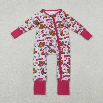 Sibling Baby Boys Girls Hats Bows Western Pants Pajamas Sets Zipper Rompers