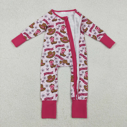 Sibling Baby Boys Girls Hats Bows Western Pants Pajamas Sets Zipper Rompers