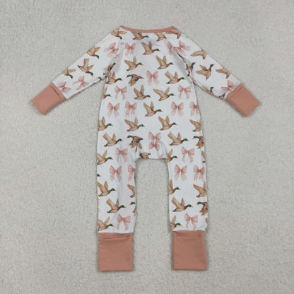 Sibling Baby Kids Ducks Camo Southern Hunting Two Way Zipper Convertible Rompers