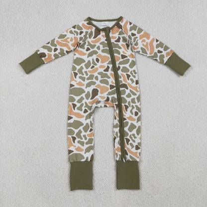 Sibling Baby Kids Ducks Camo Southern Hunting Two Way Zipper Convertible Rompers