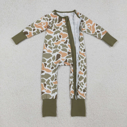Sibling Baby Kids Ducks Camo Southern Hunting Two Way Zipper Convertible Rompers